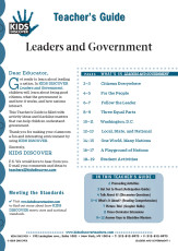 This 12-page Teacher Guide on KD2 Leaders and Government is filled with activity ideas and blackline masters that can help children understand what the government is, how it works, and how nations interact.