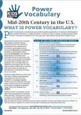 This free Vocabulary Packet for Kids Discover Mid-20th Century in the US is a systematic and individualized approach to vocabulary development and enables teachers to assist students in improving their reading comprehension skills.