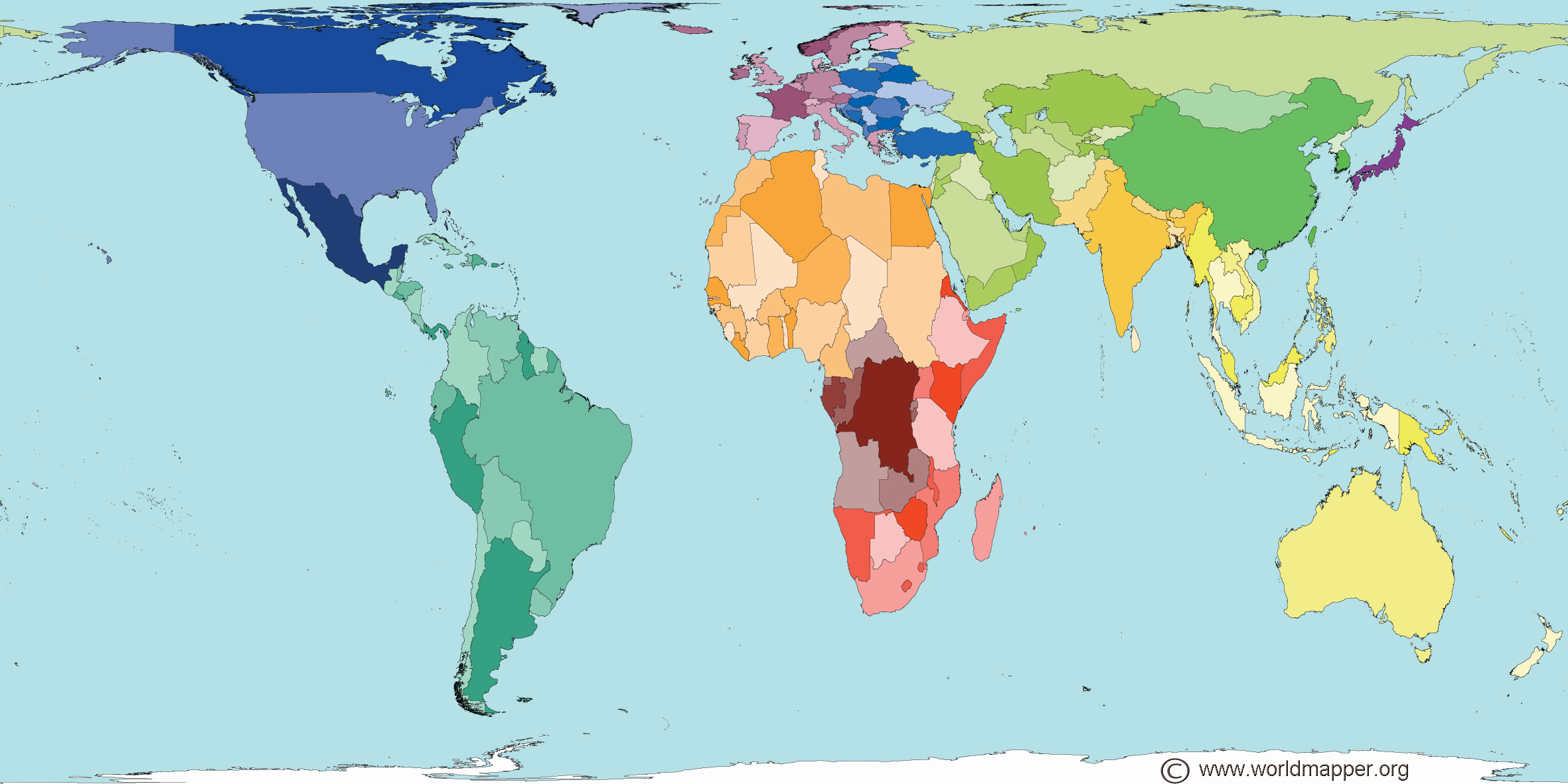 world map actual scale