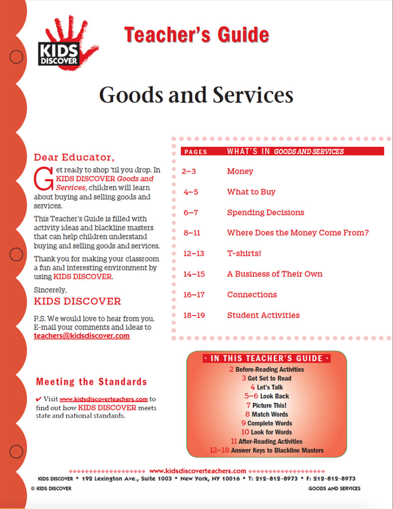 This Teacher’s Guide is filled with activity ideas and blackline masters that can help children understand buying and selling goods and services.