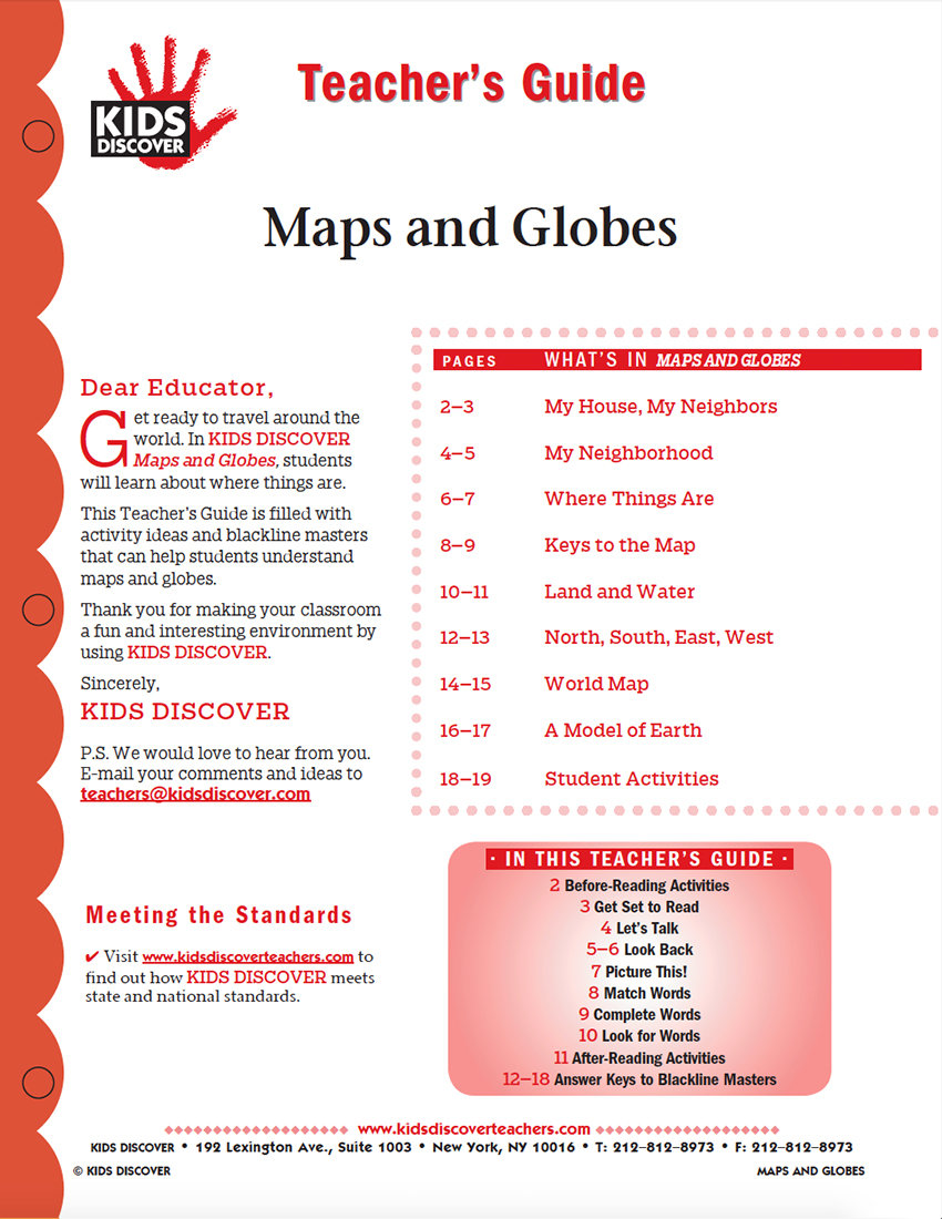 This Teacher’s Guide is filled with activity ideas and blackline masters that can help students understand maps and globes.