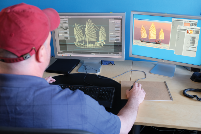 Ed Gabel puts the final touches on a custom 3D model for our Online Unit on Ancient China.