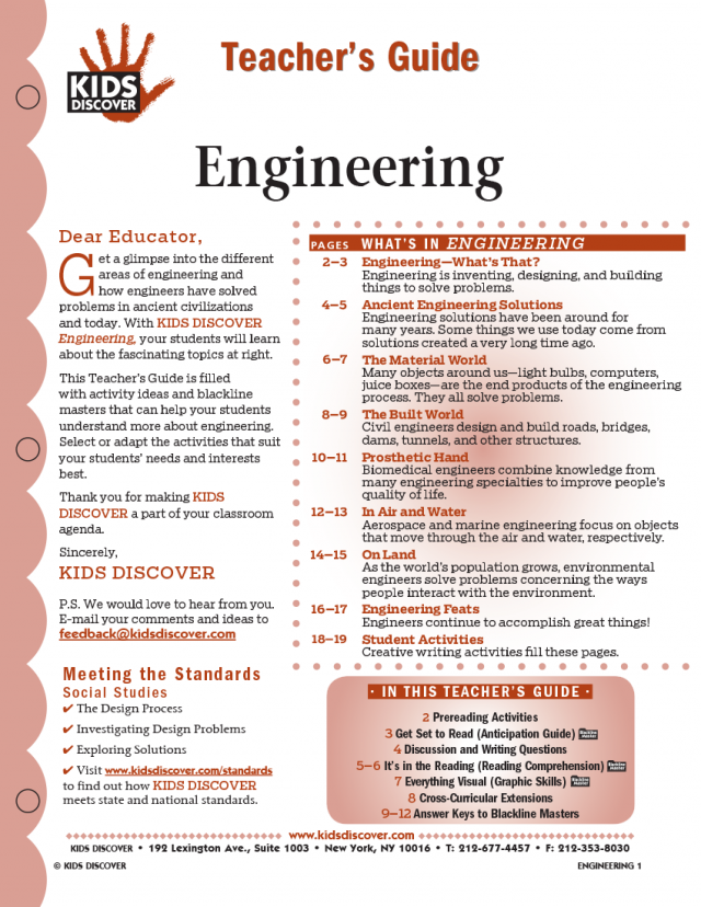 Teacher's Guide for Kids Discover Engineering