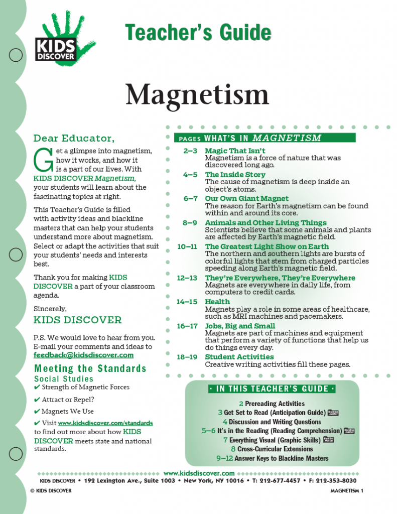 Teacher's Guide for Kids Discover Magnetism